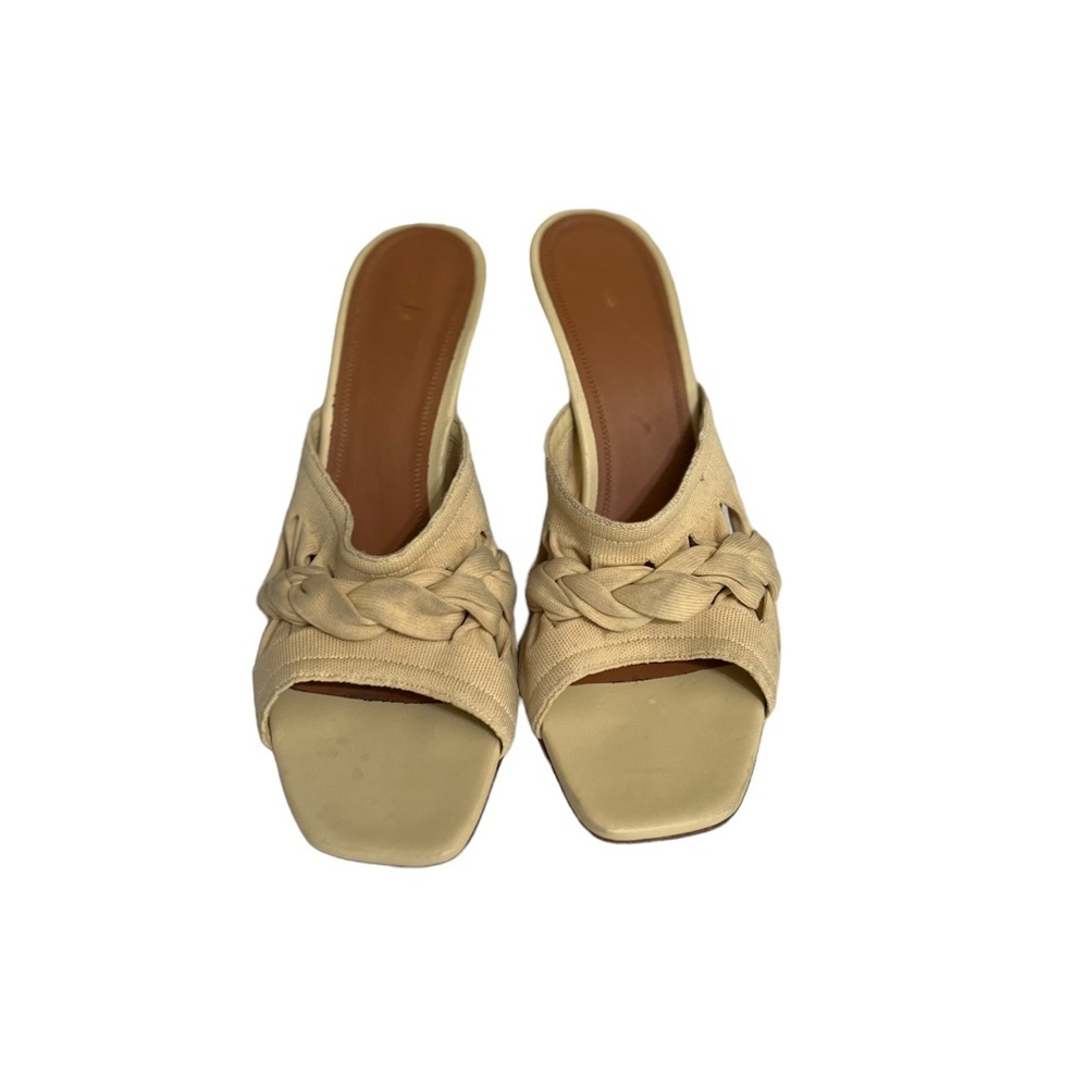 NEOUS Braided Cream Braided Open Toe Mules Heels - Picture 13 of 14